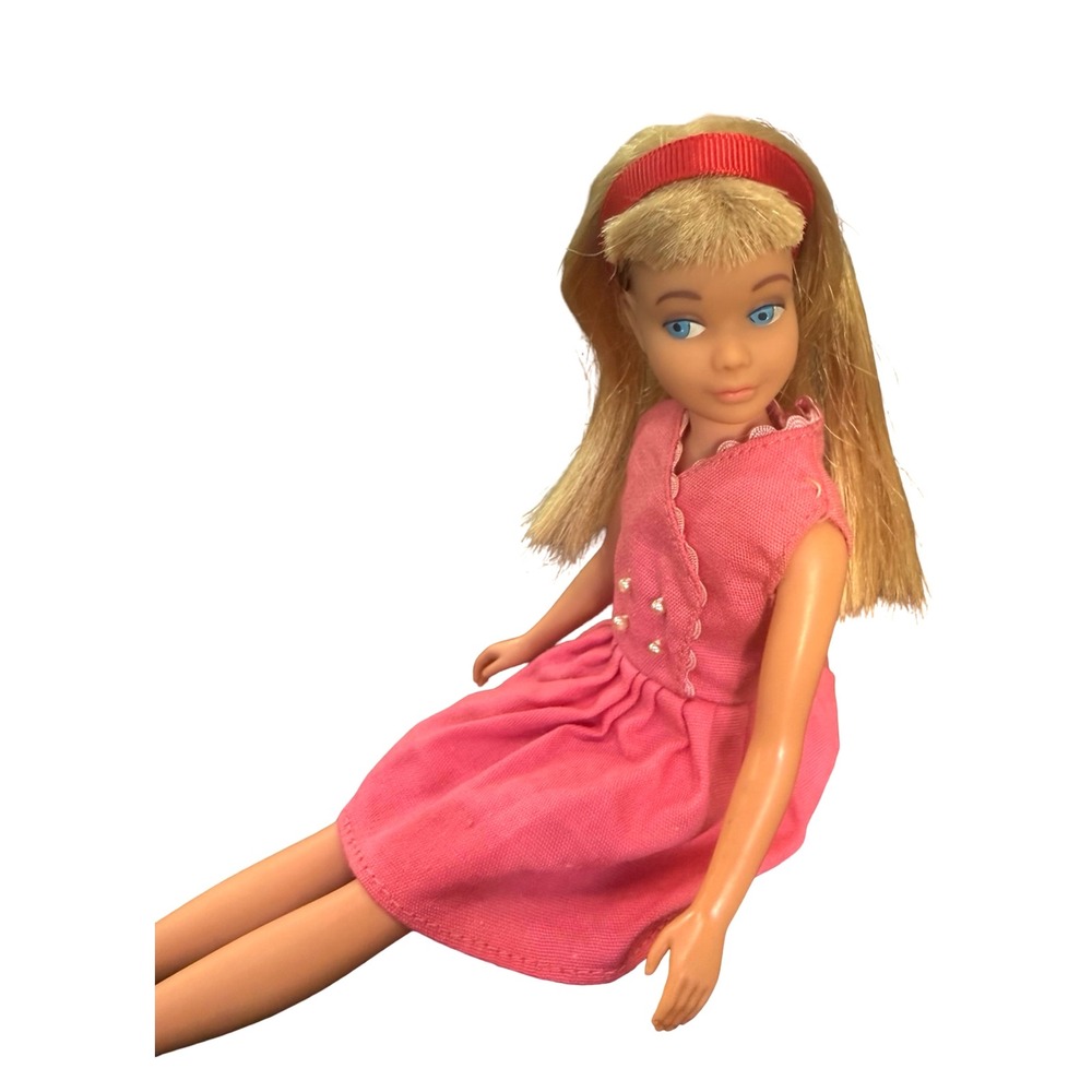 Vintage 1963 Skipper Doll Straight Leg Japan Foot Mark w/ Red Sensation Dress